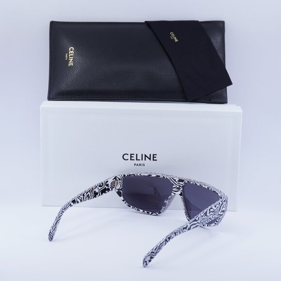 Celine CL40195I 04A Shield Sunglasses - Shiny Zebra/Smoke - Picture 4 of 12